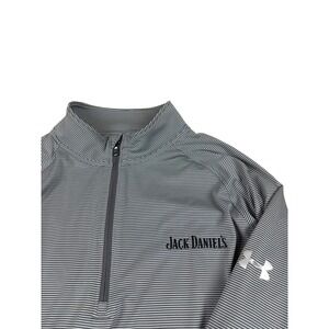 Under Armour Mens 2XL Jack Daniels Quarter Zip Pullover Grey Striped HeatGear